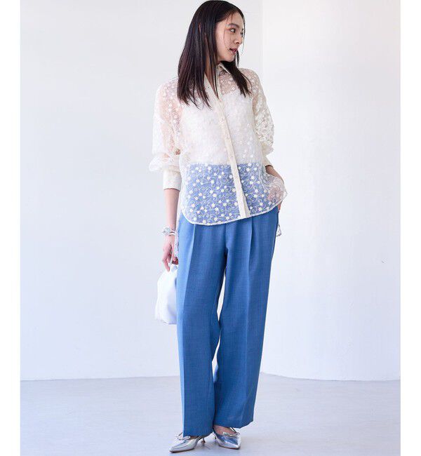 VIS「【洗える】アソートシアーシャツ(フラワー刺繍&無地）」|シャツ・ブラウス|