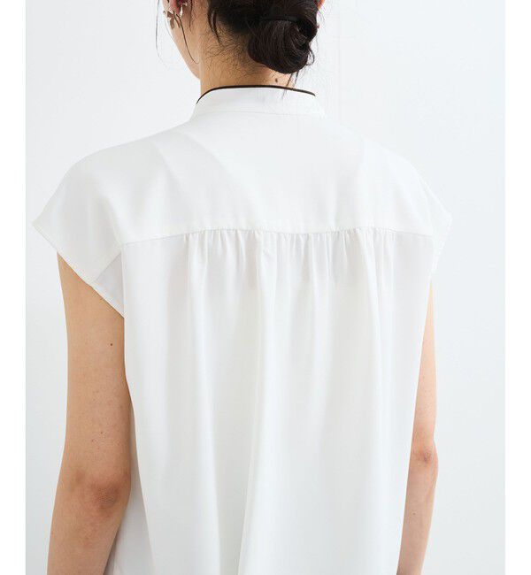 VIS「【接触冷感】配色ボウタイタックブラウス」|シャツ・ブラウス|