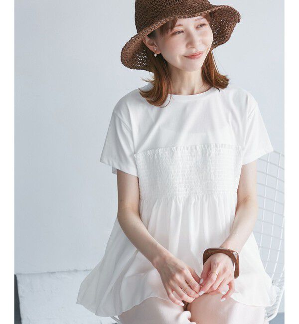 Rope&rsquo;Picnic「シャーリングビスチェ風ドッキングカットソー」|Tシャツ・カットソー|