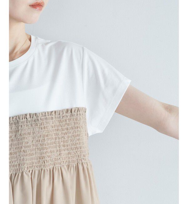 Rope&rsquo;Picnic「シャーリングビスチェ風ドッキングカットソー」|Tシャツ・カットソー|