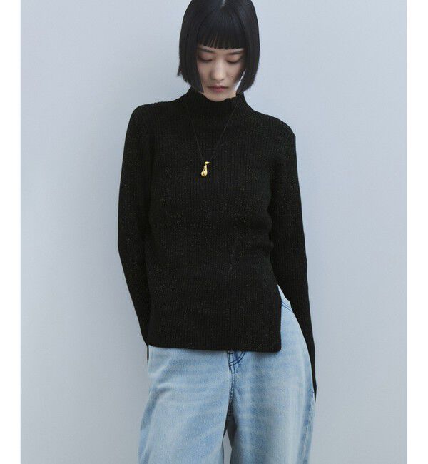 ADAM ET ROPE'「【WEB限定】・【定番人気】ハイネックラメニットプルオーバー」|ニット・セーター|ブラック(01)