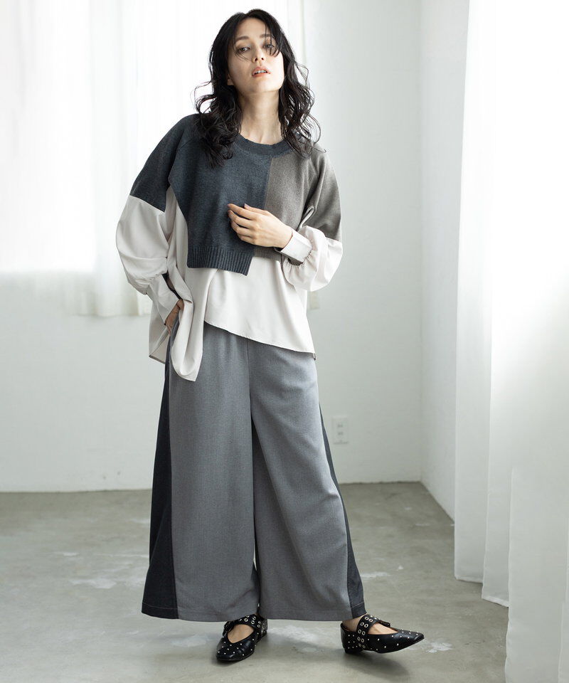  「バイカラーワイドパンツ」|その他|