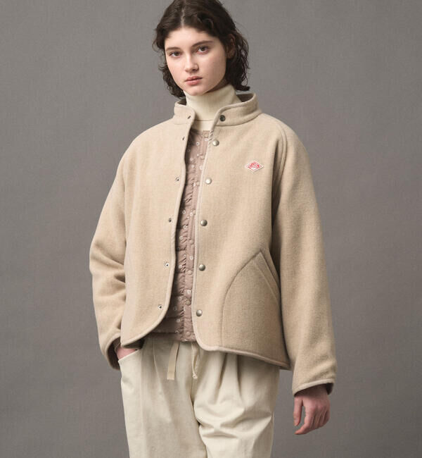 DANTON「DANTON | ウールライトパイル スタンドカラージャケット WOMEN」|テーラードジャケット|BEIGE
