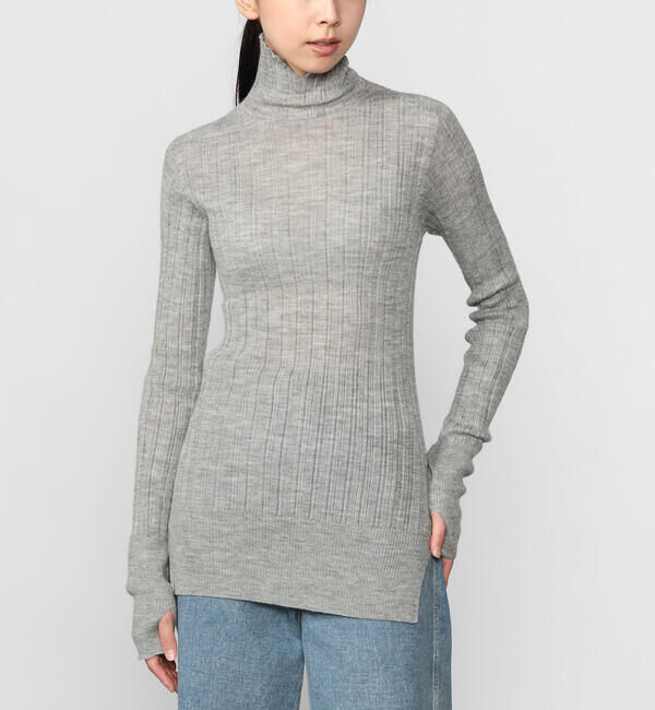 UNFIL「UNFIL | ベビーアルパカ ハイネックリブニット WOMEN」|ニット・セーター|GREY