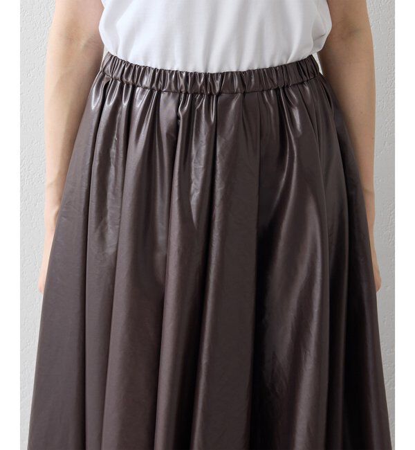  「レザーライクギャザースカート」|スカート|