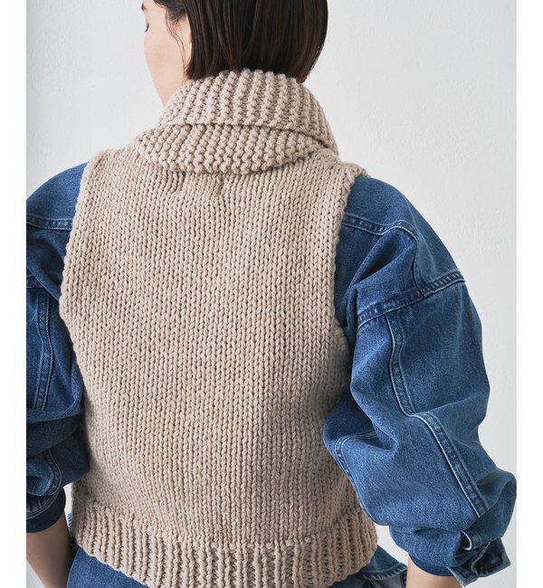  「【BSBEE】カウチンZIP ベスト」|ニット・セーター|