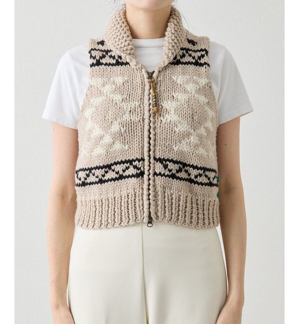  「【BSBEE】カウチンZIP ベスト」|ニット・セーター|