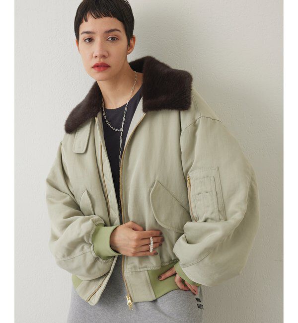 THE PAUSE「【THE PAUSE】ファーカラーMA-1」|その他|グリーン