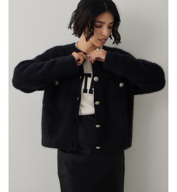  「ファーボタンジャケット」|ニット・セーター|