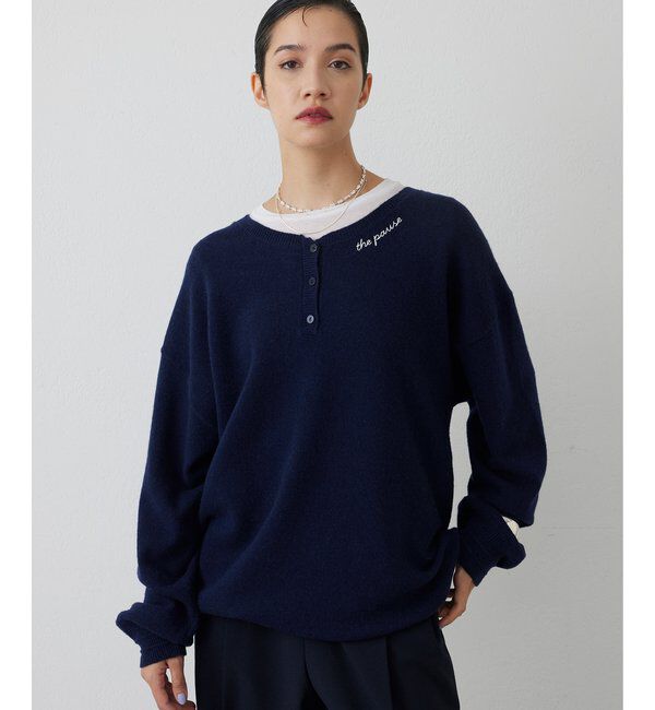 THE PAUSE「【THE PAUSE】ヘンリーネック刺繍プルオーバー」|ニット・セーター|