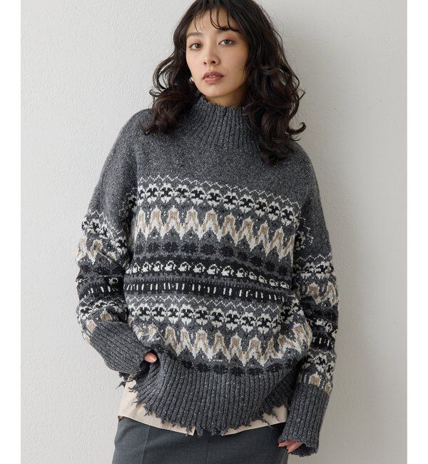  「フェアアイルプルオーバー」|ニット・セーター|グレー
