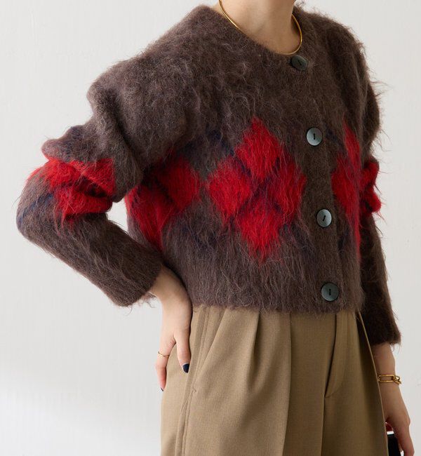  「	アーガイルシャギーカーディガン」|ニット・セーター|