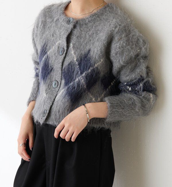  「	アーガイルシャギーカーディガン」|ニット・セーター|