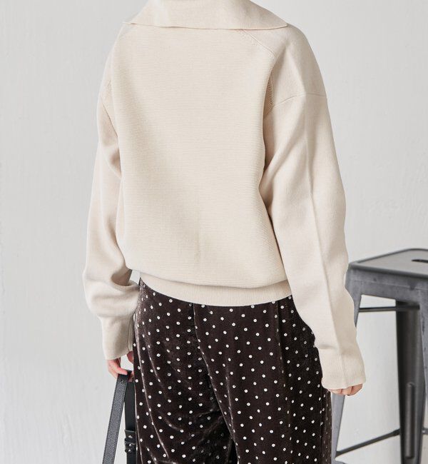  「【襟は取り外し可能】オープンカラーニットカーディガン」|ニット・セーター|