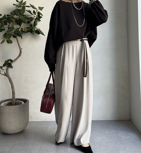  「【累計販売数3万枚突破/22色４サイズ展開！】タックワイドパンツ」|チノ|