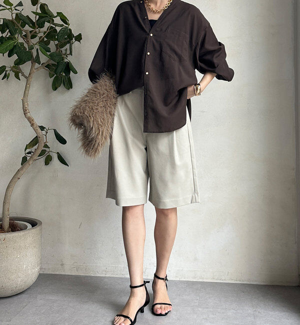  「【新色追加】GOLDボタンVVシャツ」|シャツ・ブラウス|