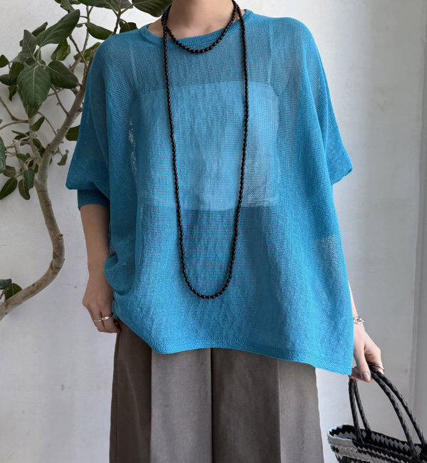  「ストローヤーンポンチョニット」|ニット・セーター|