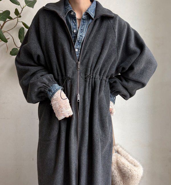  「【WEB限定】フリースロングコート」|その他|チャコールグレー