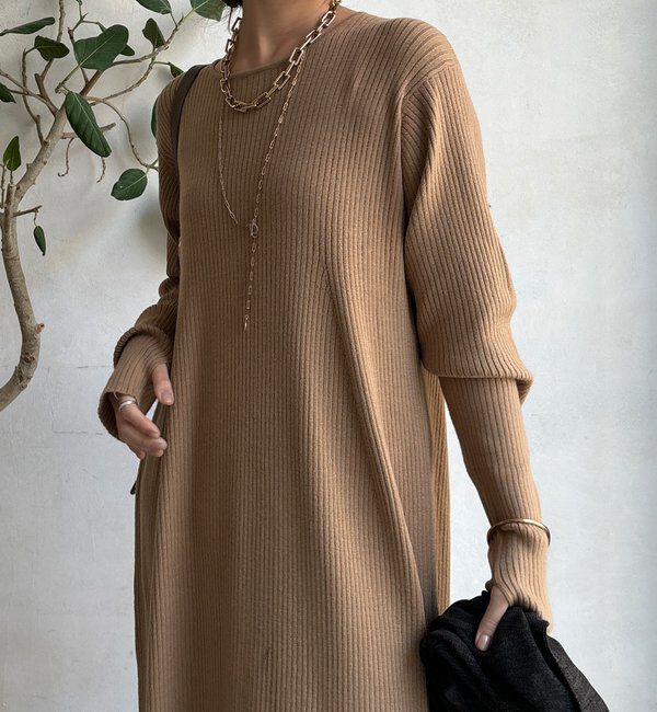  「【WEB限定】フロントファースナープルオーバー＋リブニットワンピースセット」|スーツ|