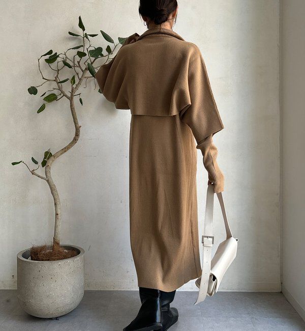  「【WEB限定】フロントファースナープルオーバー＋リブニットワンピースセット」|スーツ|