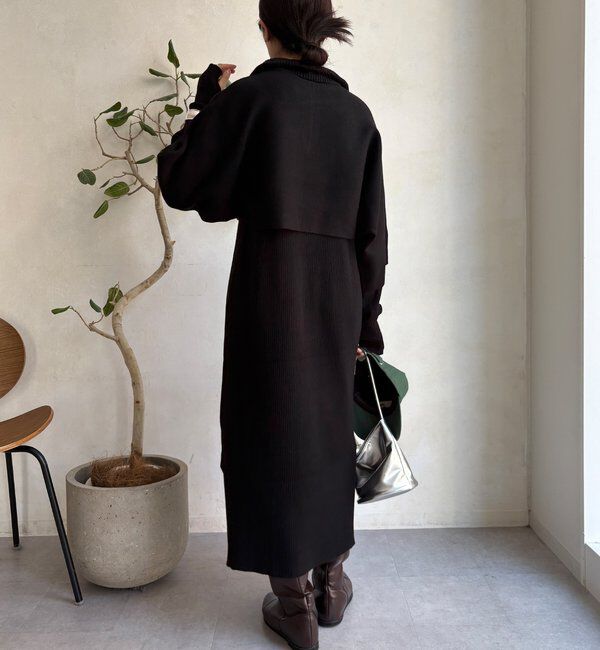  「【WEB限定】フロントファースナープルオーバー＋リブニットワンピースセット」|スーツ|
