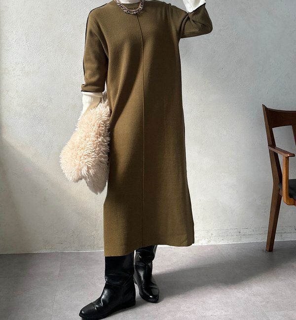  「【WEB限定】ラインデザインミラノリブワンピース」|ワンピース|