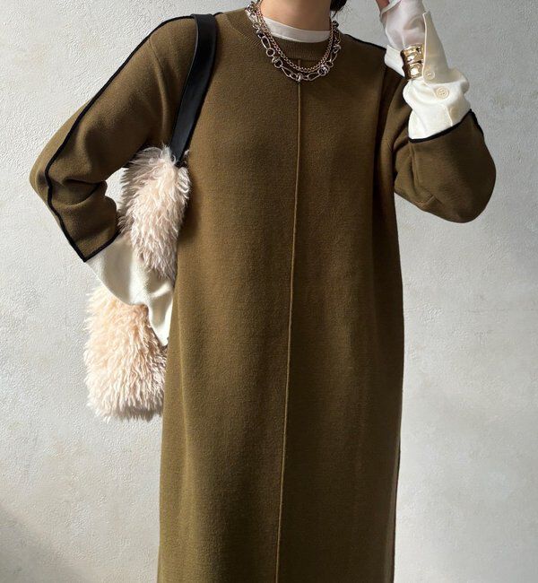  「【WEB限定】ラインデザインミラノリブワンピース」|ワンピース|