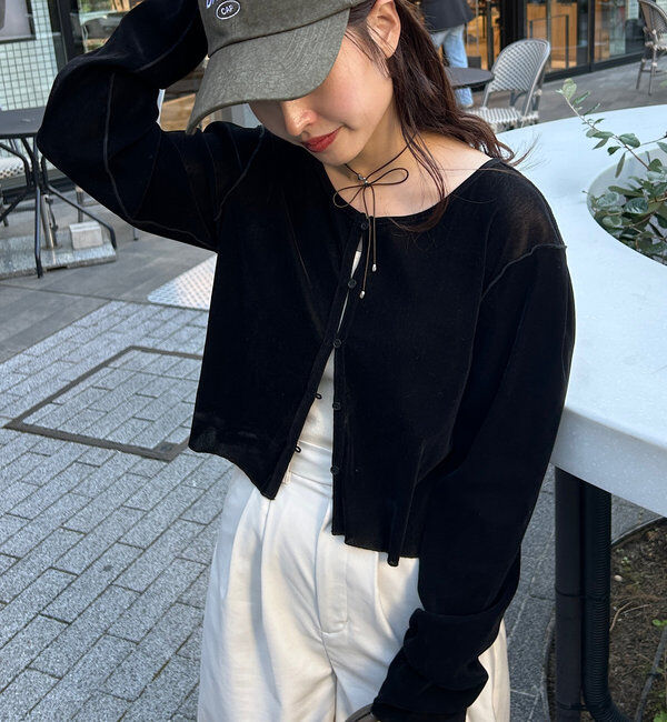  「チュールベロア2WAYカーディガン」|Tシャツ・カットソー|ブラック