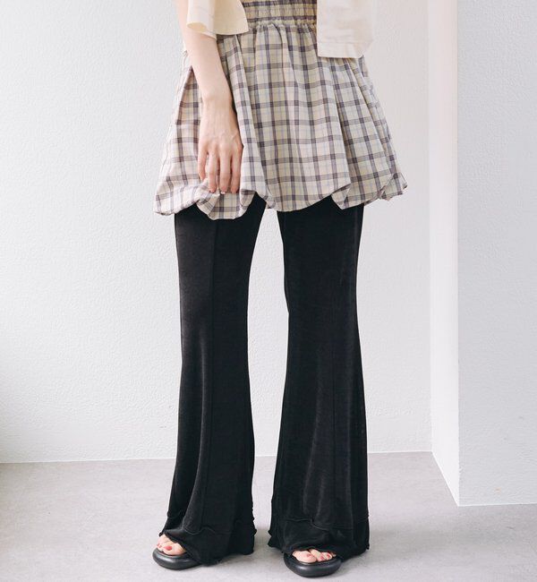  「【新色追加/低身長サイズ/2サイズ展開】シアーリブフレアパンツ」|その他|