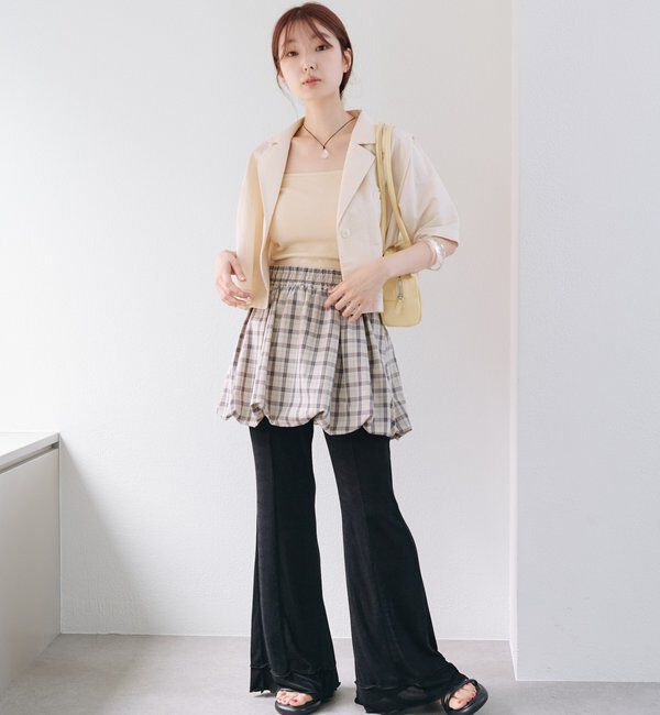  「【新色追加/低身長サイズ/2サイズ展開】シアーリブフレアパンツ」|その他|