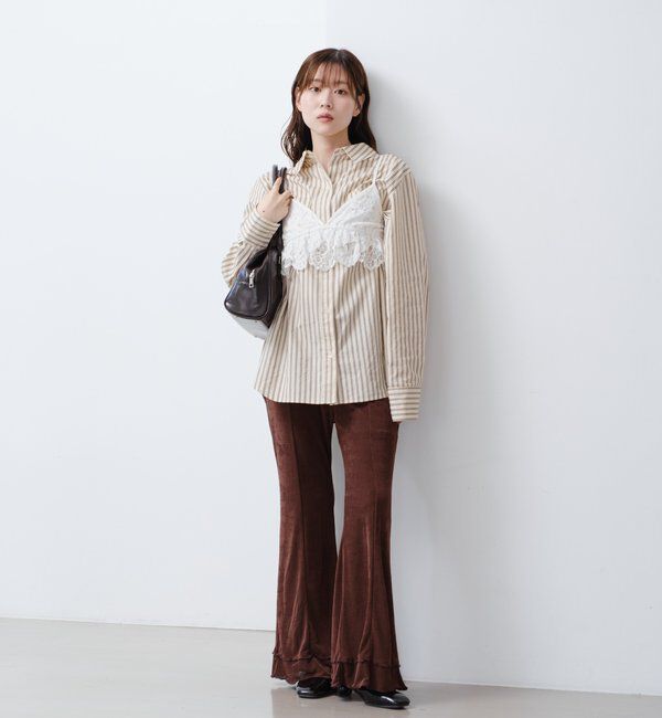  「【新色追加/低身長サイズ/2サイズ展開】シアーリブフレアパンツ」|その他|