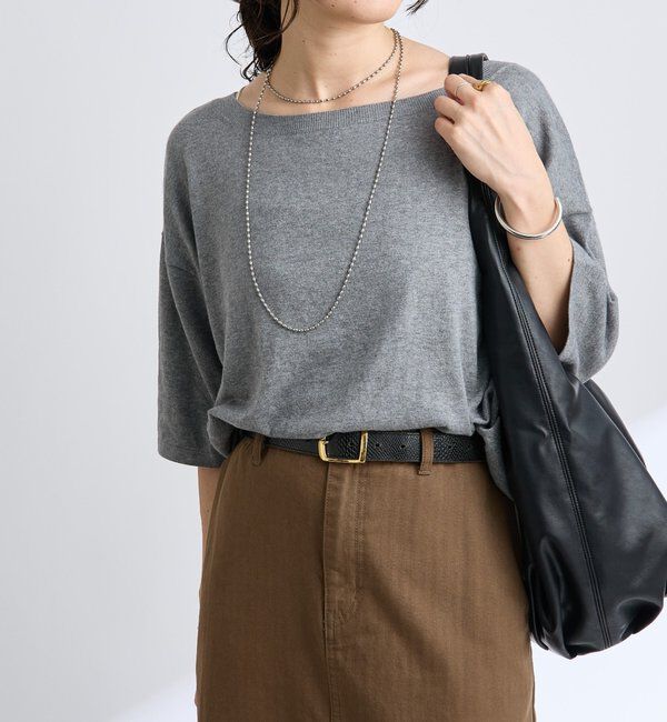  「【MONN.:. （モン）】LOOSE KNIT Tee」|ニット・セーター|グレー