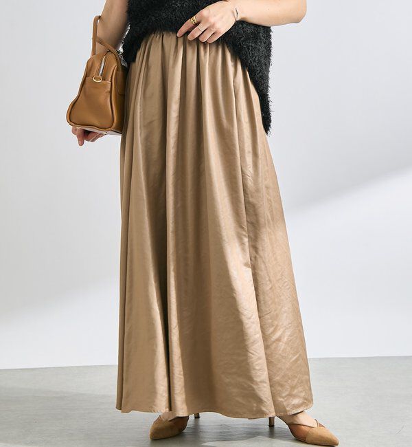  「【上品な光沢感】グロッシーギャザースカート」|スカート|