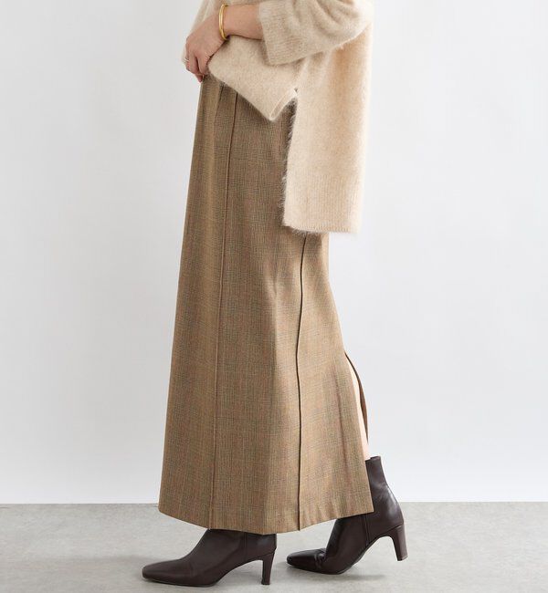  「【暖かく着れる】両面起毛ピンタックナロースカート」|スカート|