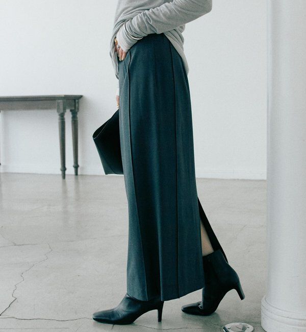  「【暖かく着れる】両面起毛ピンタックナロースカート」|スカート|