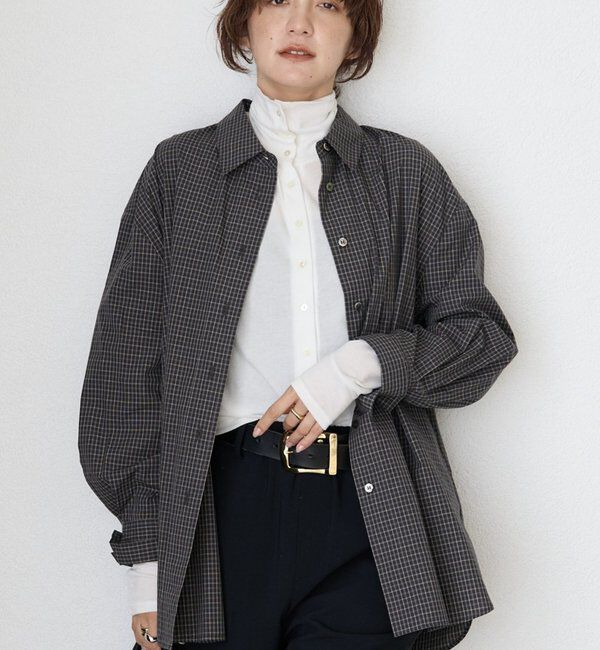  「【着こなしのアクセントに】ヴィンテージライクコットンチェックシャツ」|シャツ・ブラウス|ブラック