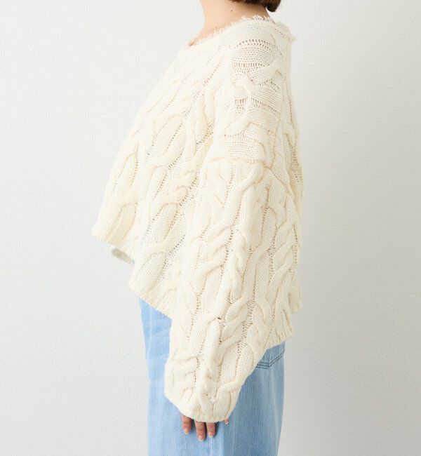  「【大人のこなれ感を演出】フリンジネックケーブルニット」|ニット・セーター|