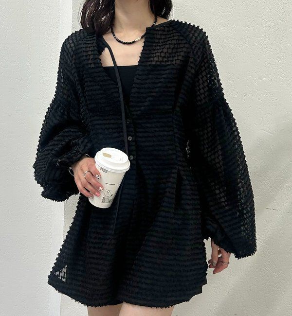  「【@akane__11.1】フリンジシェイプチュニック」|シャツ・ブラウス|ブラック