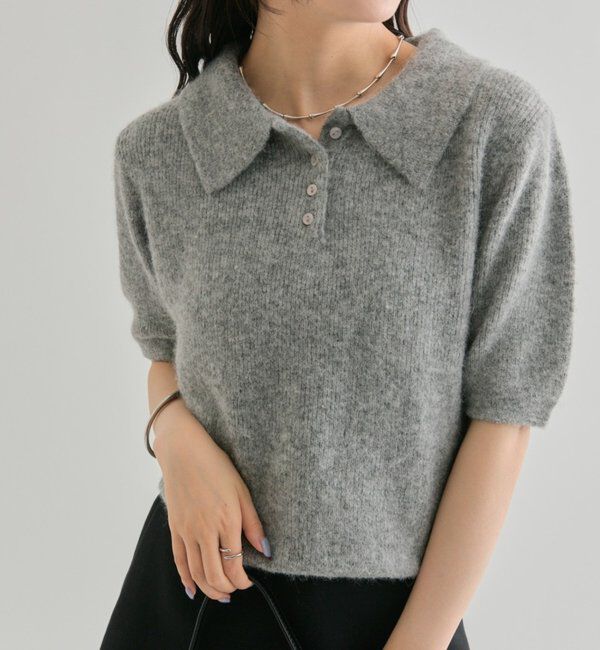  「衿付き半袖ニット」|ニット・セーター|