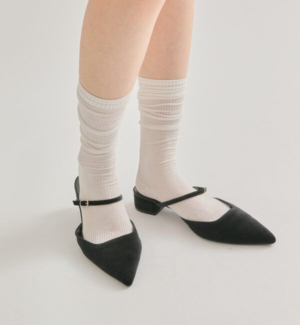  「ポインテッドトゥ ベロアパンプス」|パンプス|