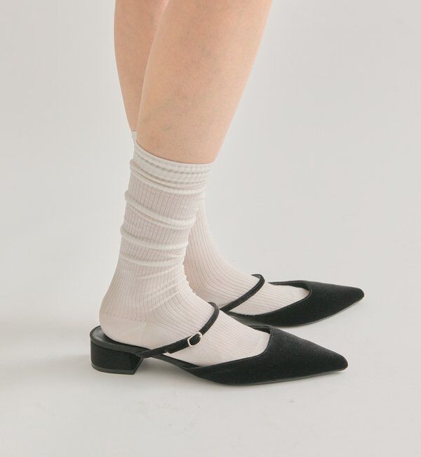  「ポインテッドトゥ ベロアパンプス」|パンプス|