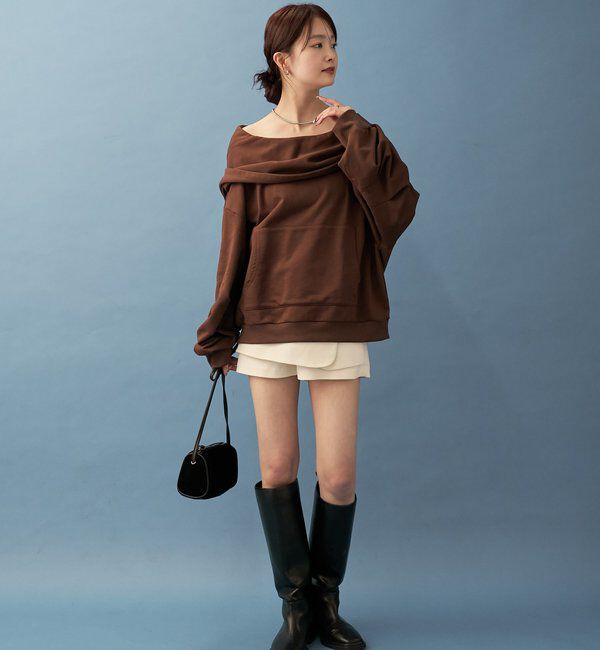  「フーディーオフショルスウェット」|パーカー|