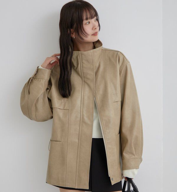  「ドロストフェイクレザーブルゾン」|ブルゾン・スタジャン|