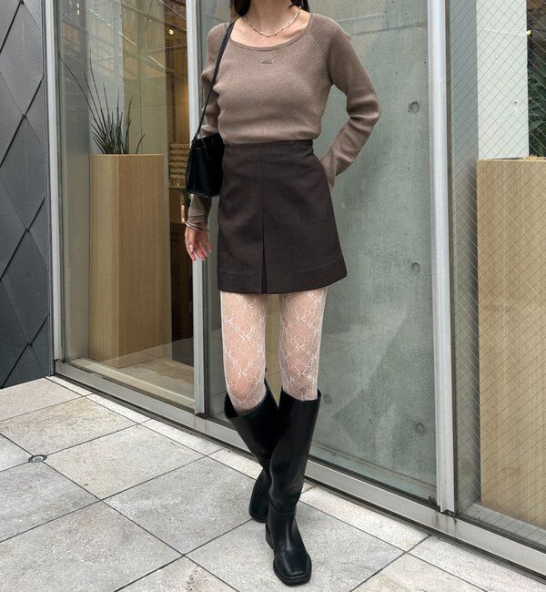  「プレート付きクルーリブニット」|ニット・セーター|