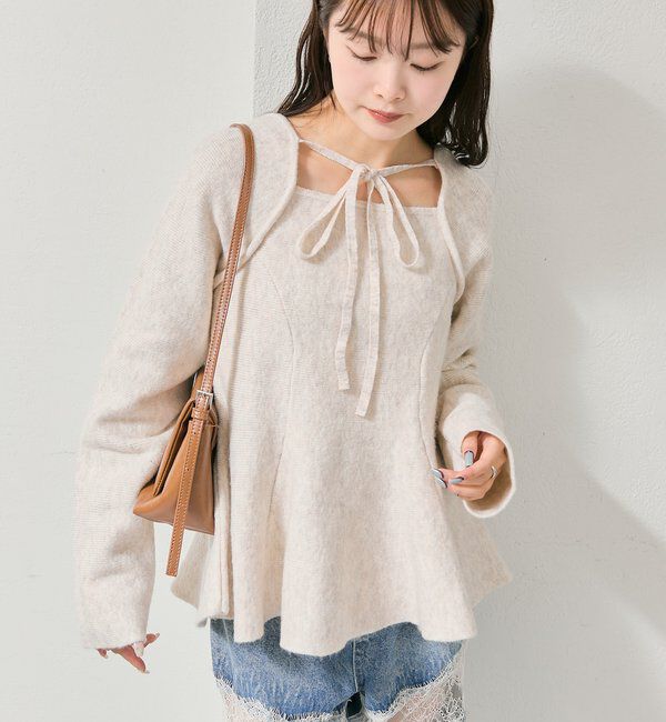  「スクエアネックペプラムニット」|ニット・セーター|