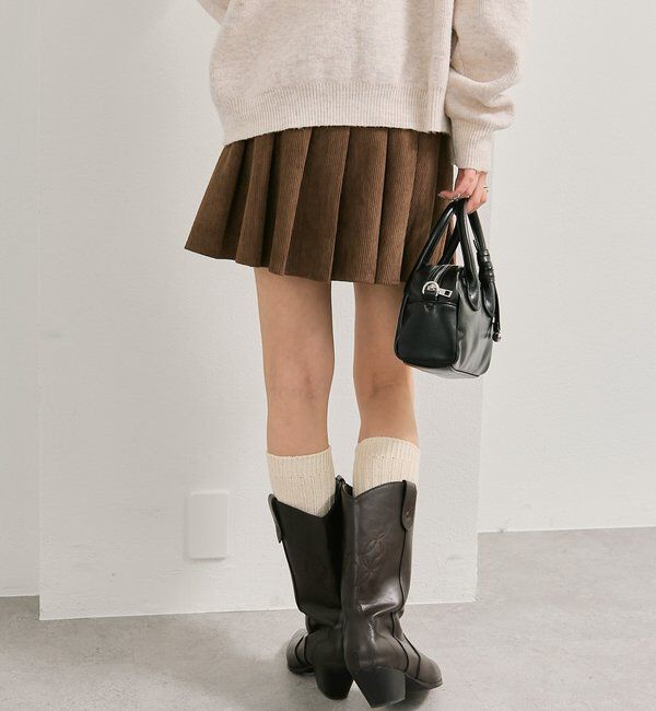  「ベルト付きコーデュロイミニスカート」|スカート|