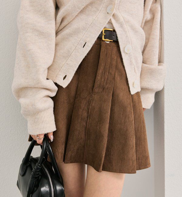  「ベルト付きコーデュロイミニスカート」|スカート|