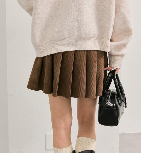  「ベルト付きコーデュロイミニスカート」|スカート|