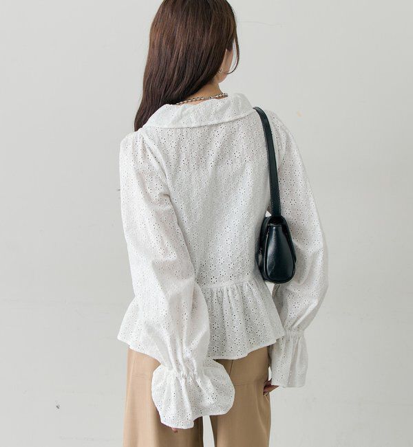  「フラワー刺繍フリルブラウス」|シャツ・ブラウス|