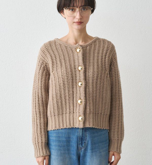  「ゴールドボタンニットカーデ」|ニット・セーター|